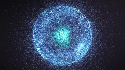 A luminous sphere consisting of particles that changes its colors. Stock Footage 308102518