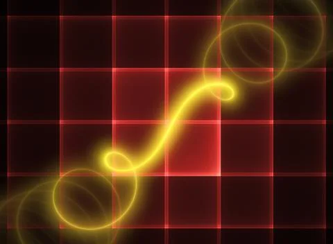 Luminous spiral on a background of red grid Stock Illustration
