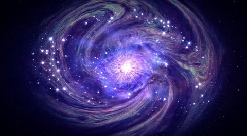 Luminous spiral galaxy spinning in deep space Stock Footage 331454250