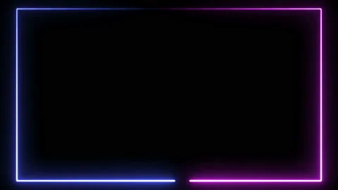 Luminous square frame. Neon bright rectangle banner design on dark background. Stock Footage 122199649