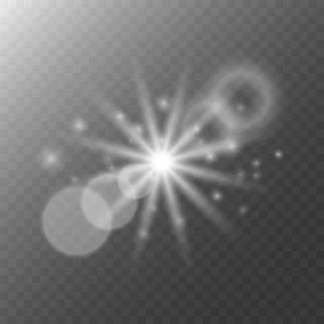 A luminous star with a bokeh effect on transparent background. Stock Illustration