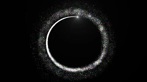 A luminous star moves in a circle, leaving behind a trail of multicolored Stock Footage 274049503
