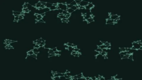 A luminous teal digital map formed from connected points and geometric line.. 스톡 일러스트