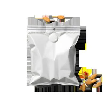 Luminous Transparency, Top View Blank Plastic Snack Bag Mockup Stock Photos