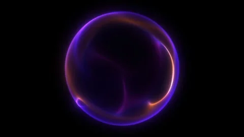 Luminous violet plasma sphere with warm orange energy streaks flowing acros.. Stock-Footage 333550061
