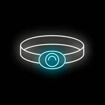Luminous virtual reality belt icon on black background Stock-Illustration