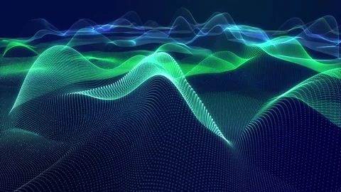 Luminous Wave Motion Design for Festive Events Presentations. Glowing particles Stock Footage 259702527