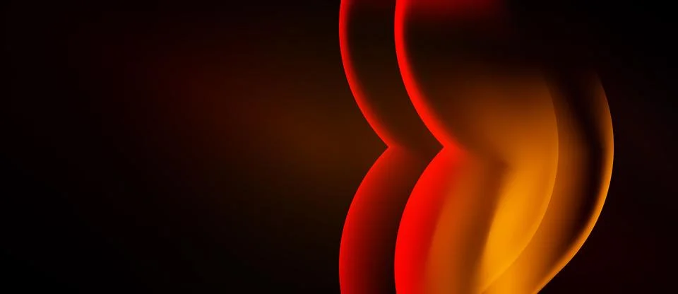 Luminous waves on deep black backdrop, abstract design element Stock Illustration