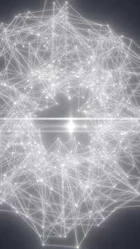 Luminous white network structure forming a circular portal with connected p.. Stock Illustration