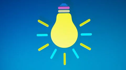 Luminous yellow lamp with rays diverging in different directions Stockillustratie
