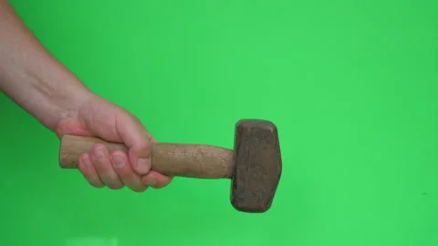 Lump Hammer D on Green Screen Chroma Key Continuous Sequence Pt1 of 2 Stock Footage 241105070