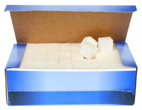 Lump sugar in a box Stock Photos