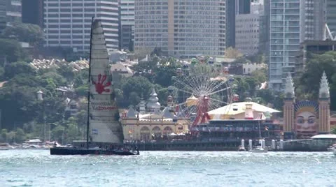 Luna Park to Bridge Stock Footage 12166408