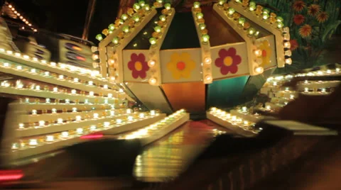 Luna park carousel at night 02 Stock Footage 27280717