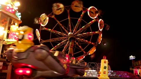 Luna Park Carousel At Night Stock Footage 42479706