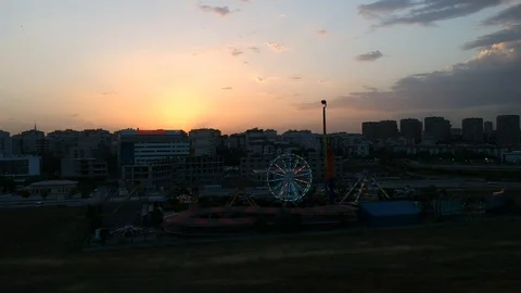Lunapark in sunset Stock Footage