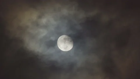 Lunar corona and clouds Stock Footage