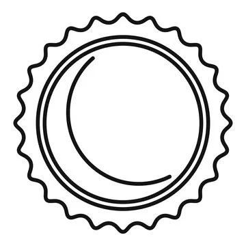 Lunar crescent inside sun circle line art icon Ilustração Stock