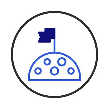 Lunar destination with flag planted on surface icon symbolizing space explo.. Stock Illustration