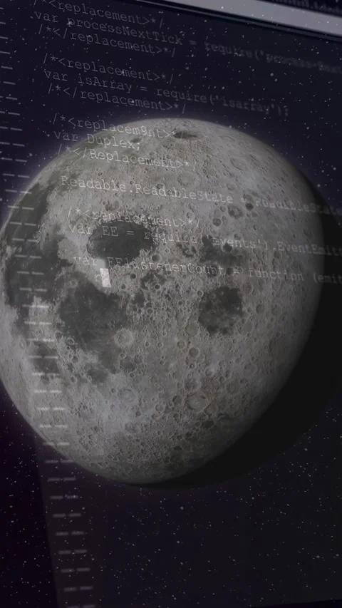 Lunar disk shifting down-right on starfield, bezel sliding in revealing ruler, Stock Footage 332775399