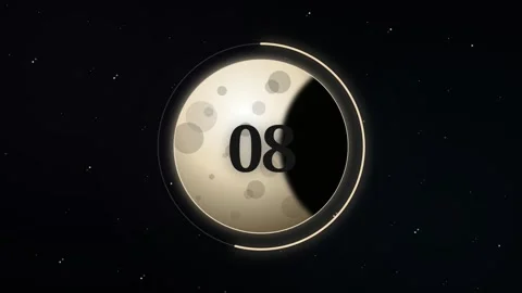 Lunar Eclipse 15-Second Countdown Timer with Glowing Progress Ring Stock-Footage 341750033