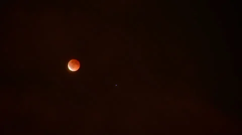 Lunar Eclipse 2014 15 Moon and Clouds April Stock Footage 37217078