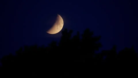 Lunar Eclipse 2022, Moon in the Night Sky. Bloodmoon Stock Footage 293144349