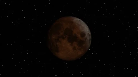 Lunar Eclipse 28 August 2026 Celestial North Up Reference View 4K CGI Video stock 343549744