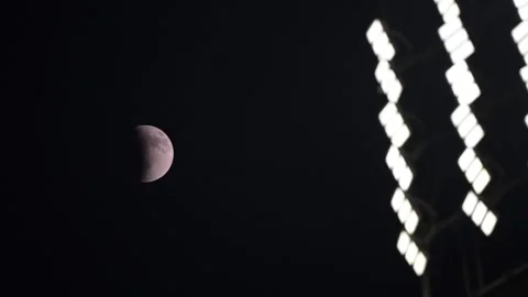 Lunar eclipse, also known as the Blood Moon, appears in the sky on September 7 Stock Footage 317218006