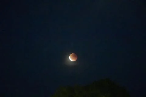 Lunar eclipse and blood moon over Germany in Bremerhaven on September 7, 2025 Fotos Stock
