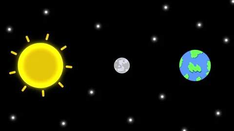 Lunar Eclipse animation, Animated solar system in space with star light bli.. 스톡 동영상 294698171
