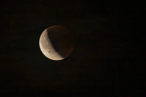 Lunar eclipse beginning close-up from the right corner, the sun begins to com Stock Photos
