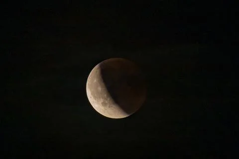 Lunar eclipse beginning close-up from the right corner, the sun begins to com Stock Photos