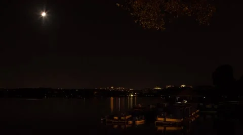 Lunar eclipse blood moon approaching horizon timelapse Video stock 43266931