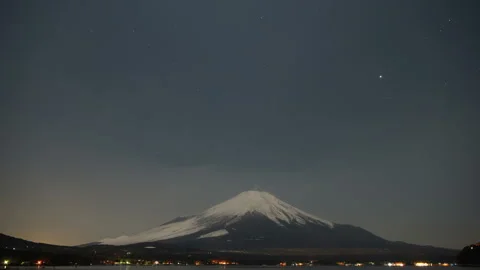 As the Lunar Eclipse Ends, Mount Fuji Becomes Brighter Stock-Footage 332478421