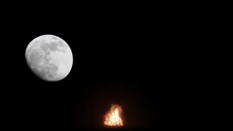 Lunar Eclipse with Erupting Surface Flames Stock Footage 325328950