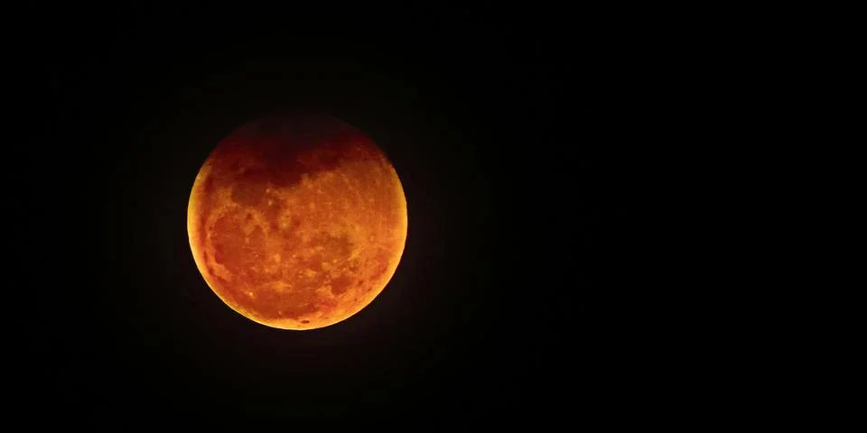 Lunar eclipse of July 27, 2018. Blood moon over Brazil. Fotos Stock
