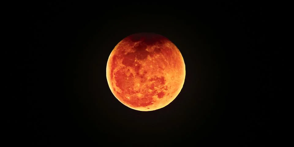 Lunar eclipse of July 27, 2018. Blood moon over Brazil. Fotos Stock