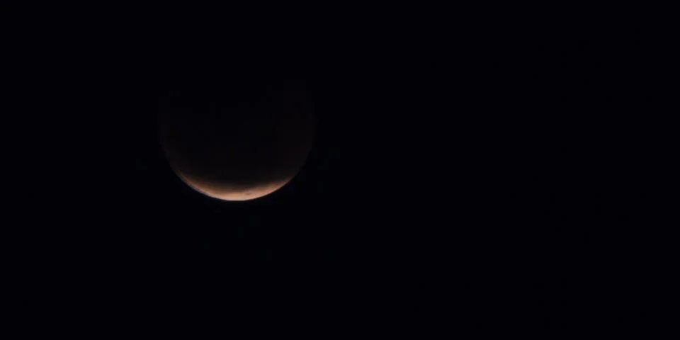 Lunar eclipse of July 27, 2018. Blood moon over Brazil. Fotos Stock