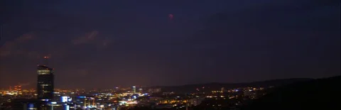 Lunar eclipse mars over industrial city timelapse Video stock 93146074