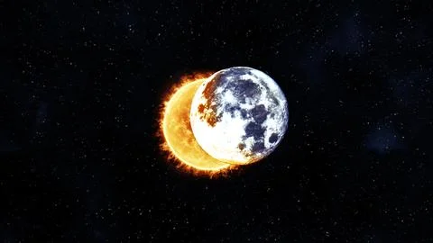 Lunar eclipse. The moon covers the sun Fotos Stock