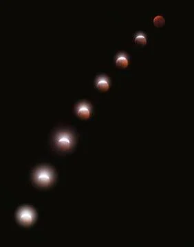 LUNAR ECLIPSE MULTIPLE EXPOSURE SEQUENCE Stock Photos