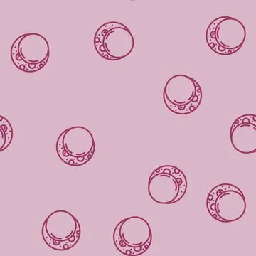 Lunar eclipse natural phenomena line vector seamless pattern Stock Illustration