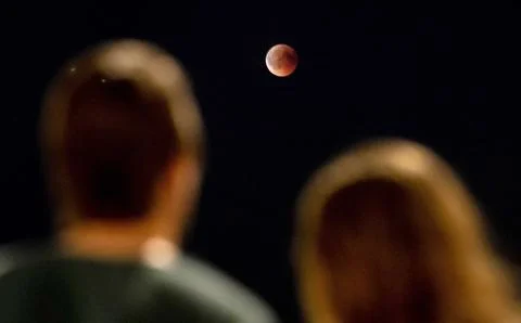 Lunar eclipse from the Netherlands, Amsterdam, - 27 Jul 2018 Stock Photos