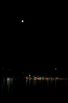 Lunar Eclipse over Como, Italy Fotos Stock