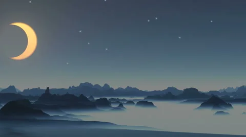 Lunar eclipse over the mountains Stock Footage 62367454