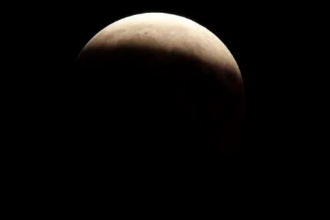 Lunar eclipse, partial, 16.08.2008, taken from bremen, germany, europe Stock Photos