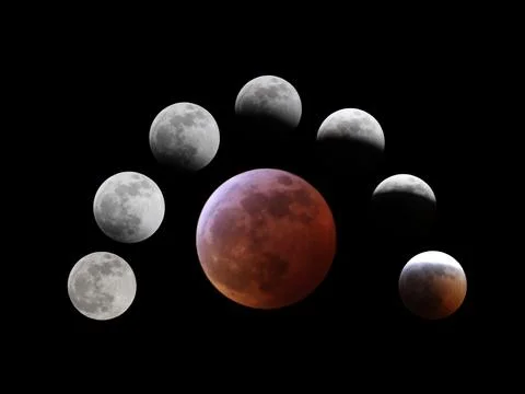 Lunar Eclipse Phases Stock Photos