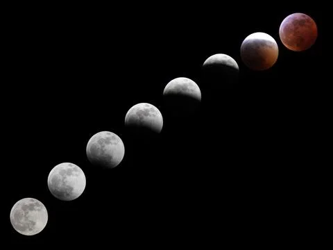 Lunar Eclipse Phases Stock Photos
