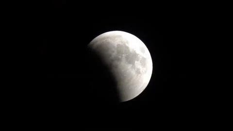 Lunar eclipse in progress against a dark sky. Stock Footage 306137330